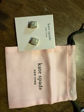 kate spade iridescent glitter square stud earrings with gold-tone setting